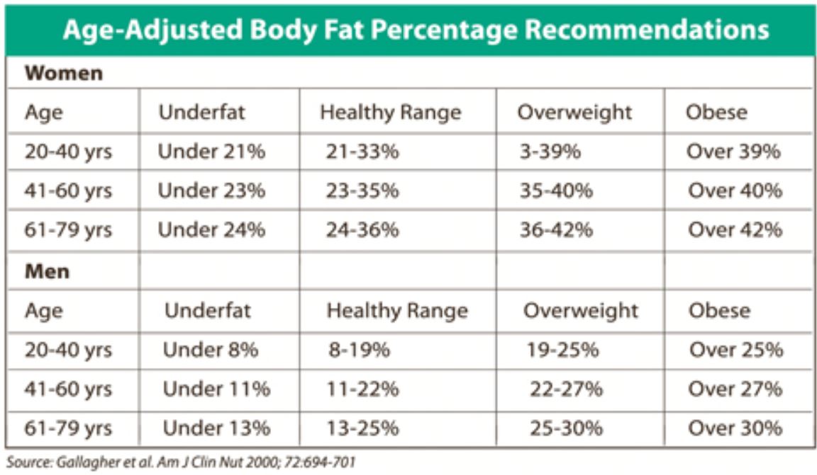 body fat analysis chart