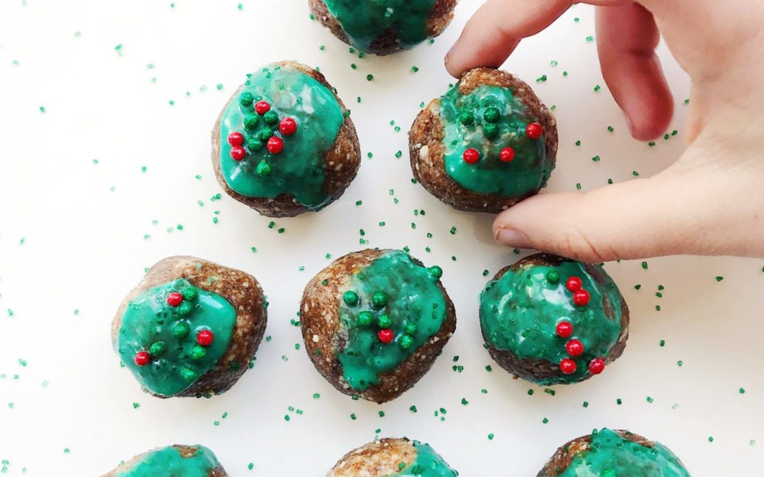 no bake gingerbread bites shaped in a christmas tree