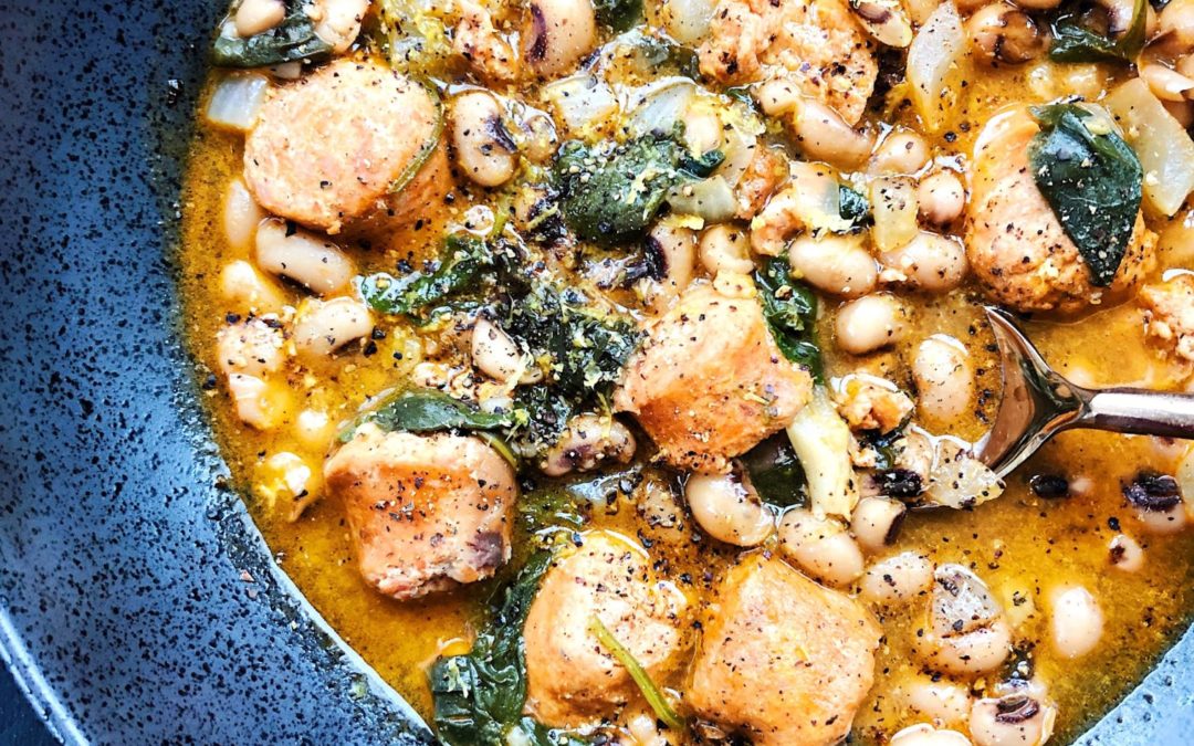 Black-Eyed Pea Soup with Chicken Sausage & Spinach