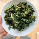 kale chips in a white bowl