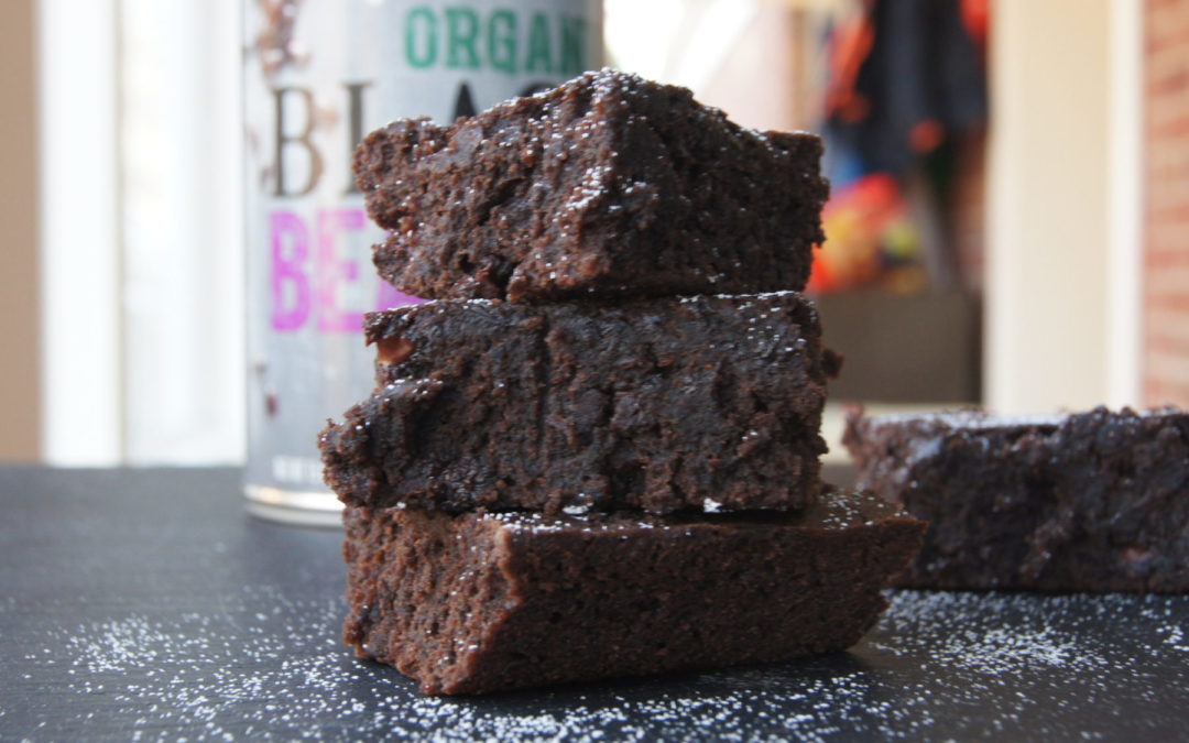 Fudgy Black Bean Brownies with Peanut Butter