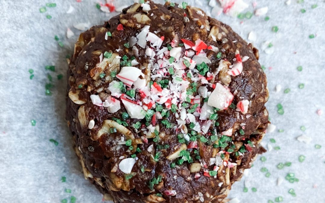 chocolate cookie with candy cane