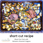 pork veggies on a sheet pan