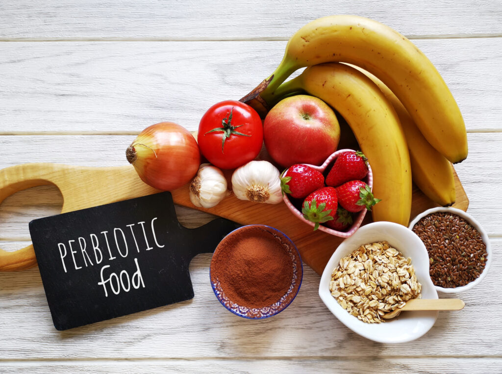 A pile of prebiotics foods that help with the gut-brain connection.