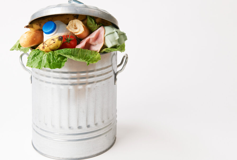 Picture of a garbage can full of food - a commentary on reducing food waste
