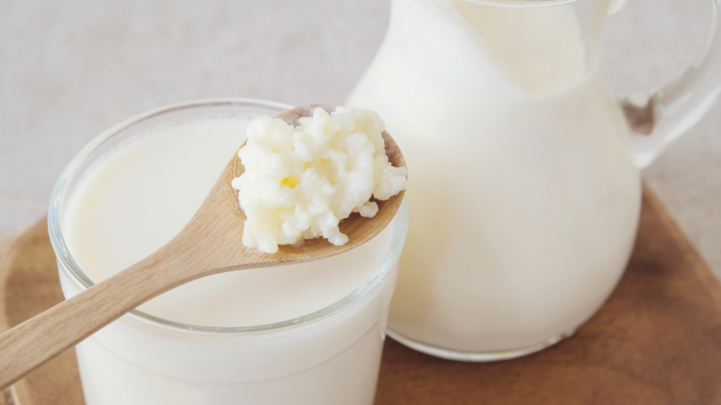 kefir and milk glass