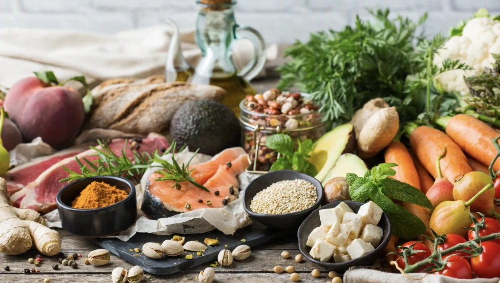 display of foods from the Mediterranean diet
